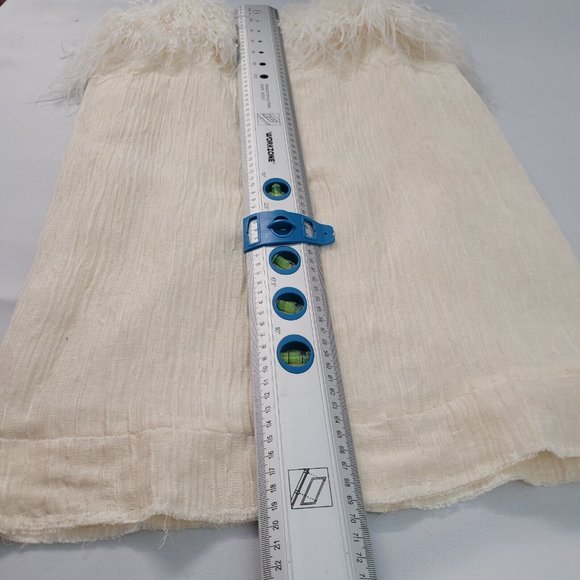 Aje Silk Pellew Feather Dress Cream White Mini Size Small Shoe String Straps New - Picture 10 of 12
